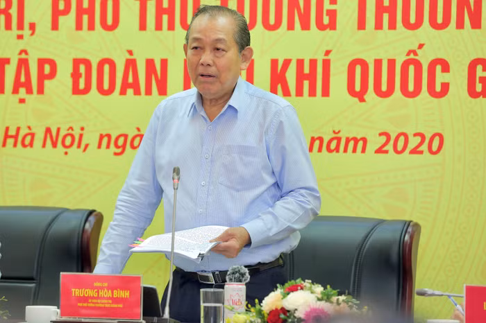 Phó Thủ tướng Thường trực Chính phủ Trương Hoà Bình phát biểu tại buổi làm việc
