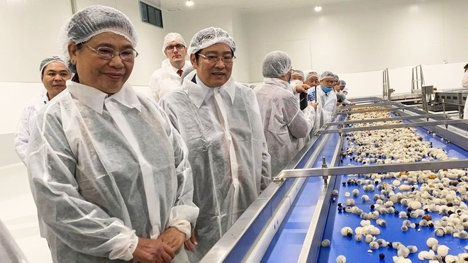 Nhà máy chế biến hoa quả tươi và thảo dược Vân Hồ khánh thành ngày 20/9 là tin vui với hàng vạn hộ nông dân Sơn La. (Ảnh: Bà Tòng Thị Phóng - Phó Chủ tịch thường trực Quốc hội cùng ông Phan Đình Trạc - Trưởng ban Nội chính Trung đi thăm dây chuyền sản xuất của Nhà máy tại sự kiện khánh thành). Nhà máy chế biến hoa quả tươi và thảo dược Vân Hồ khánh thành ngày 20/9 là tin vui với hàng vạn hộ nông dân Sơn La. (Ảnh: Bà Tòng Thị Phóng - Phó Chủ tịch thường trực Quốc hội cùng ông Phan Đình Trạc - Trưởng ban Nội chính Trung đi thăm dây chuyền sản xuất của Nhà máy tại sự kiện khánh thành).