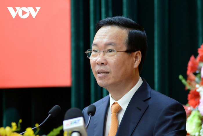 Chủ tịch nước Võ Văn Thưởng phát biểu tại Lễ trao Huy hiệu. Ảnh: Hà Khánh Chủ tịch nước Võ Văn Thưởng phát biểu tại Lễ trao Huy hiệu. Ảnh: Hà Khánh