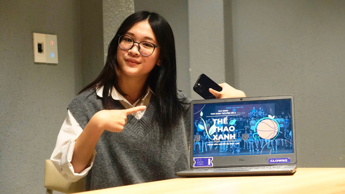 Bạn Nguyễn Thị Ngọc Linh, học sinh Trường Trung học phổ thông Vĩnh Yên (Vĩnh Phúc) rất hứng thú với chủ đề “Thể thao Xanh” của cuộc thi. Ảnh. NVCC. 3 (4).jpg