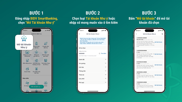 Thao tác mở Tài khoản Như ý trên ứng dụng BIDV SmartBanking