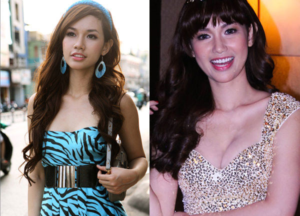 Mỗi lần xuất hiện chiếc mũi của Quỳnh Chi lại thon gọn hơn, gương mặt bầu bĩnh khác thường và vòng 1 cũng nẩy nở hơn.