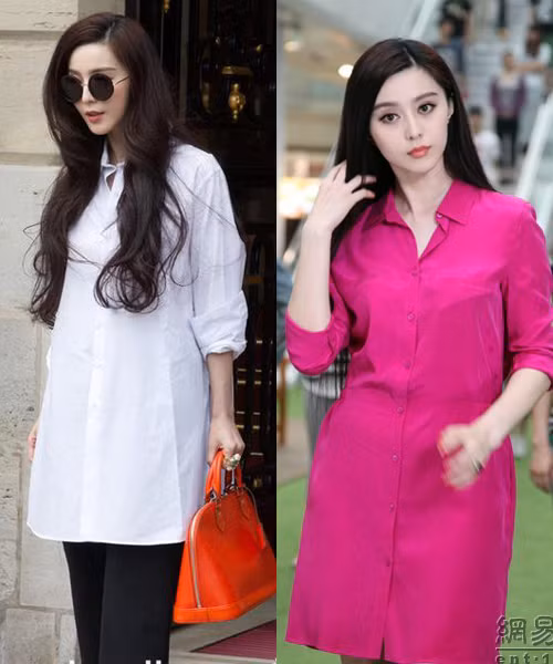 Kiểu váy sơ mi rộng như y tá từng được Hoa đán chọn mặc trong những sự kiện rất đặc biệt như dự Tuần thời trang hay quay clip chào Olympic.