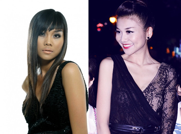 Thanh Hằng với nhiều nét thô vụng đen nhẻm trước đó, và Thanh Hằng trắng mịn màng, thanh thoát bây giờ. Thanh Hằng với nhiều nét thô vụng đen nhẻm trước đó, và Thanh Hằng trắng mịn màng, thanh thoát bây giờ.