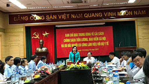 Bộ trưởng Nguyễn Thị Kim Tiến phát biểu tại buổi làm việc. Ảnh: Bộ Y tế. Bộ trưởng Nguyễn Thị Kim Tiến phát biểu tại buổi làm việc. Ảnh: Bộ Y tế.