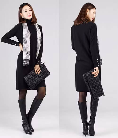 Màu đen chưa bao giờ là lựa chọn tồi với các bạn gái có phần thân hình thiếu gọn gàng.