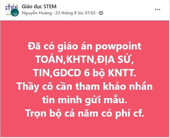 Rao bán giáo án Powerpoint trên mạng xã hội (Ảnh chụp màn hình)