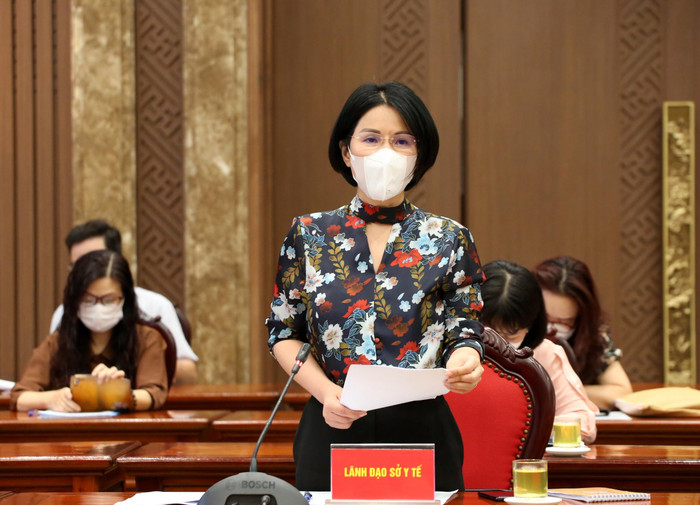 Bà Trần Thị Nhị Hà, Giám đốc Sở Y tế Hà Nội thông tin về tình hình COVID-19. (Ảnh: PV/Vietnam+) Bà Trần Thị Nhị Hà, Giám đốc Sở Y tế Hà Nội thông tin về tình hình COVID-19. (Ảnh: PV/Vietnam+)