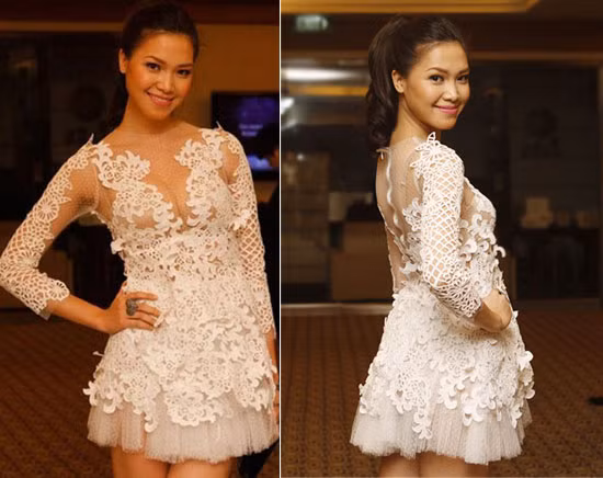 Hoa hậu Thùy Dung là một trong những 'tín đồ' của trang phục ren. Cô sở hữu cả bộ sưu tập váy ren đẹp tuyệt mỹ, tuy nhiên khán giả chưa bao giờ phải nhàm chán với Thuỳ Dung bởi sự khéo léo mặc ren khoe da thịt lấp ló