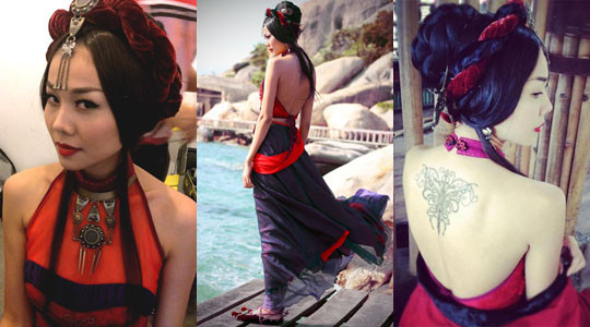 Trên sàn catwalk, khi đi dự sự kiện và trong phim, siêu mẫu Thanh Hằng đều khiến công chúng trầm trồ khen ngợi sự quyến rũ của cô nàng khi diện áo yếm hoặc các bộ đồ cách tân từ kiểu trang phục này.