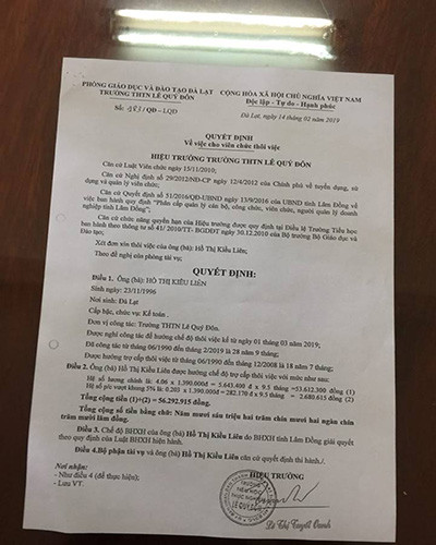 Quyết định được bà Oanh ký ngày 14/2, với nhiều lỗi rất sơ đẳng (ảnh: GVCC) Quyết định được bà Oanh ký ngày 14/2, với nhiều lỗi rất sơ đẳng (ảnh: GVCC)