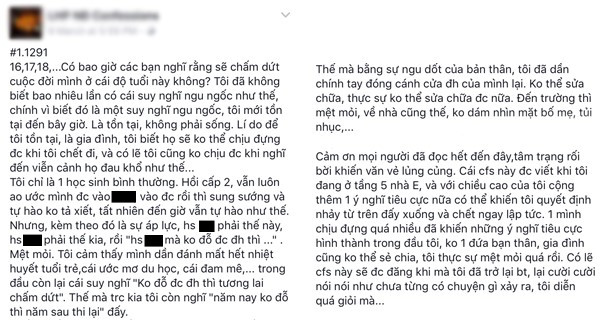 Những dòng tâm sự được đăng tải trên trang của một trường trung học phổ thông. Những dòng tâm sự được đăng tải trên trang của một trường trung học phổ thông.