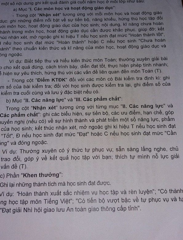 Hướng dẫn sử dụng học bạ cũ của Bộ Giáo dục và Đào tạo. Ảnh tác giả cung cấp. Hướng dẫn sử dụng học bạ cũ của Bộ Giáo dục và Đào tạo. Ảnh tác giả cung cấp.