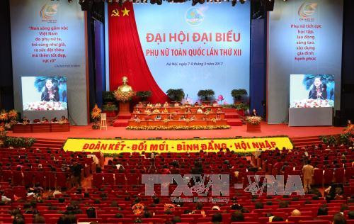 Toàn cảnh phiên họp Đại hội Phụ nữ khóa XII sáng 9/3/2017. Ảnh: TTXVN