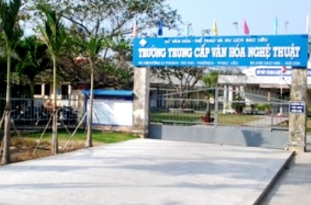 Trường Trung cấp Văn hóa – Nghệ thuật Bạc Liêu, nơi xảy ra nhiều sai phạm về tài chính. (Ảnh: Huỳnh Ngọc)
