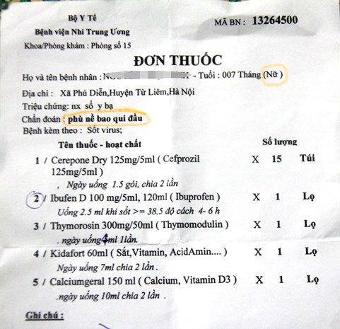 Việc sai sót này khiến gia đình cháu A không dám cho cháu uống thuốc bác sỹ đã kê trong đơn Việc sai sót này khiến gia đình cháu A không dám cho cháu uống thuốc bác sỹ đã kê trong đơn