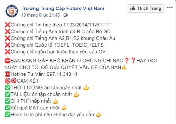 Trường Trung cấp Future Việt Nam dựa vào đâu để tổ chức các lớp thi và cấp chứng chỉ theo khung năng lực châu Âu (Ảnh:N.D)