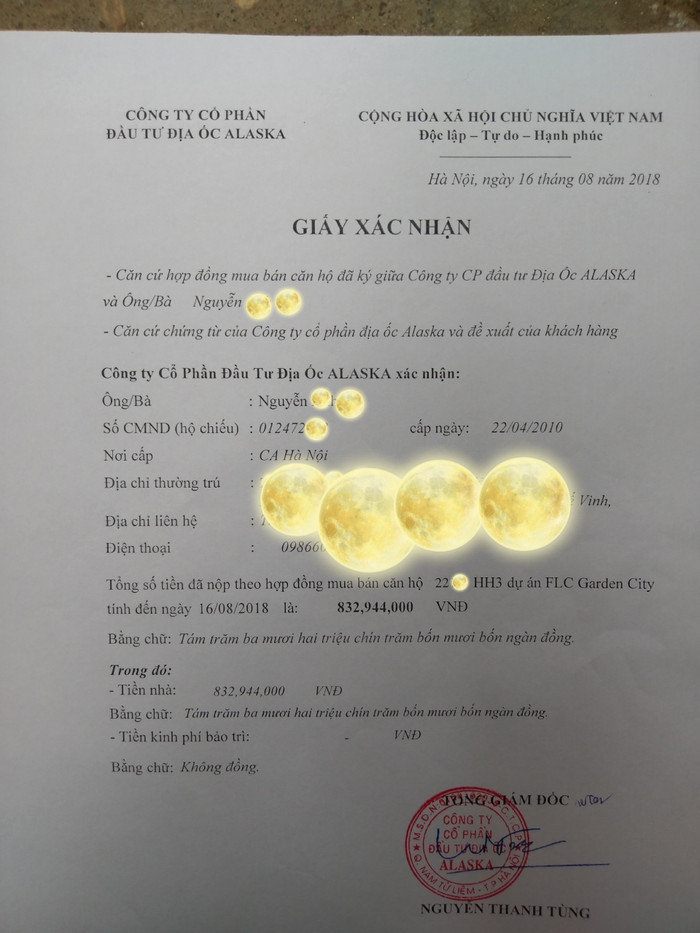 Khách hàng M. cho biết đã nộp số tiền trên 830 triệu đồng cho chủ đầu tư, nhưng chủ đầu tư chậm tiến độ nhiều tháng nay nên quyết định chấm dứt hợp đồng. Ảnh: NVCC. Khách hàng M. cho biết đã nộp số tiền trên 830 triệu đồng cho chủ đầu tư, nhưng chủ đầu tư chậm tiến độ nhiều tháng nay nên quyết định chấm dứt hợp đồng. Ảnh: NVCC.