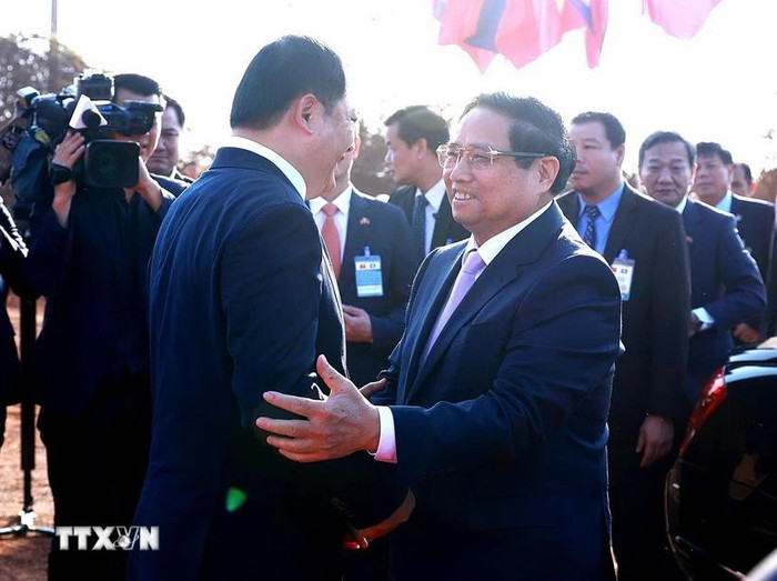 Thủ tướng Phạm Minh Chính và Thủ tướng Lào Sonexay Siphandone dự Lễ động thổ dự án Công viên Hữu nghị Lào-Việt Nam. (Ảnh: Dương Giang/TTXVN) Thủ tướng Phạm Minh Chính và Thủ tướng Lào Sonexay Siphandone dự Lễ động thổ dự án Công viên Hữu nghị Lào-Việt Nam. (Ảnh: Dương Giang/TTXVN)