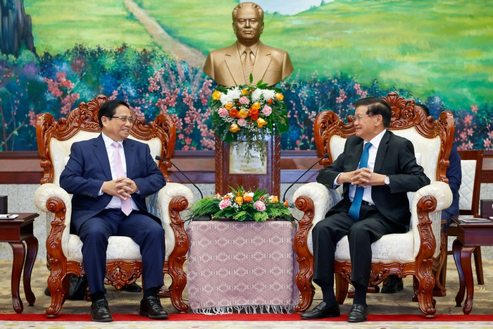 Thủ tướng Phạm Minh Chính chúc mừng những thắng lợi của Lào năm 2024. Ảnh: VGP/Nhật Bắc Thủ tướng Phạm Minh Chính chúc mừng những thắng lợi của Lào năm 2024. Ảnh: VGP/Nhật Bắc