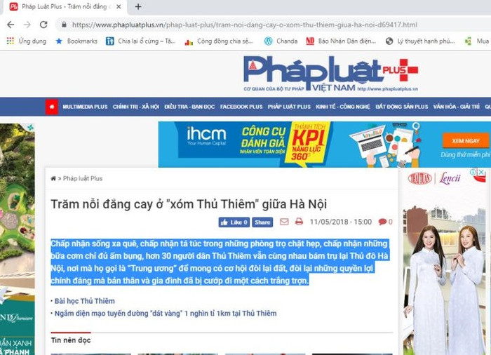 Ảnh chụp màn hình báo Phapluatplus.vn ngày 10/07/2019