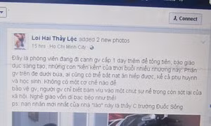 Bài viết đăng trên facebook cá nhân thầy Lộc xúc phạm danh dự của phóng viên (ảnh chụp màn hình)