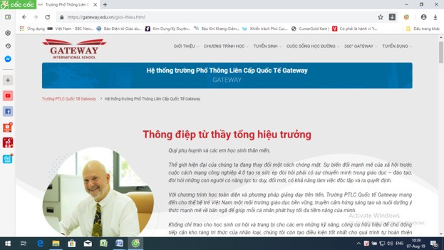 Thông điệp của ông Donald Edward Williams trên Website trường quốc tế Gateway (Ảnh chụp màn hình sáng ngày 07/08/2019) Thông điệp của ông Donald Edward Williams trên Website trường quốc tế Gateway (Ảnh chụp màn hình sáng ngày 07/08/2019)