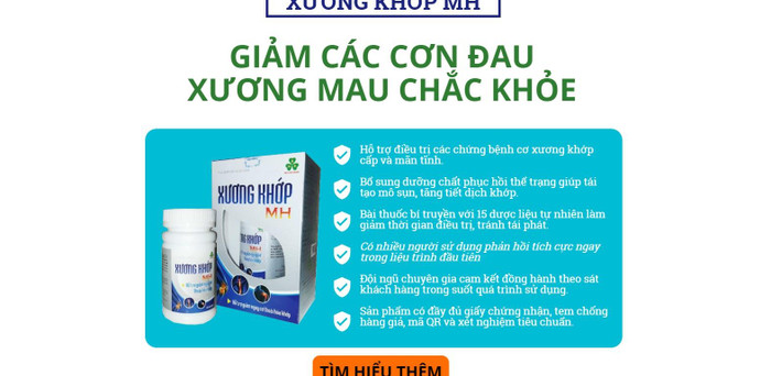 Quảng cáo sản phẩm Xương khớp MH hiểu lầm như thuốc chữa bệnh Quảng cáo sản phẩm Xương khớp MH hiểu lầm như thuốc chữa bệnh