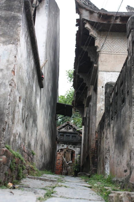 Con đường đá xanh phủ rêu tạo thêm phần hoang vắng, cổ xưa cho ngôi làng