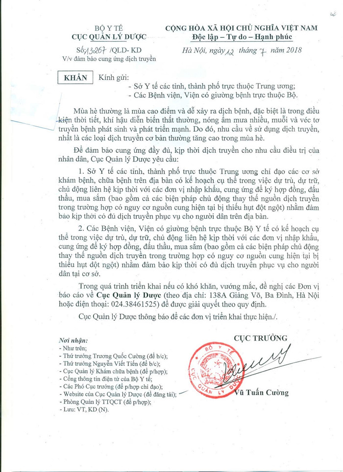 Công văn số 13267/QLD-KD của Cục Quản lý Dược ngày 12/7/2018 Công văn số 13267/QLD-KD của Cục Quản lý Dược ngày 12/7/2018