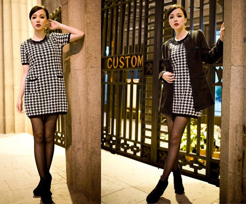 Những chiếc váy liền họa tiết răng cưa cùng 2 gam màu đen – trắng cơ bản là một gợi ý tuyệt vời