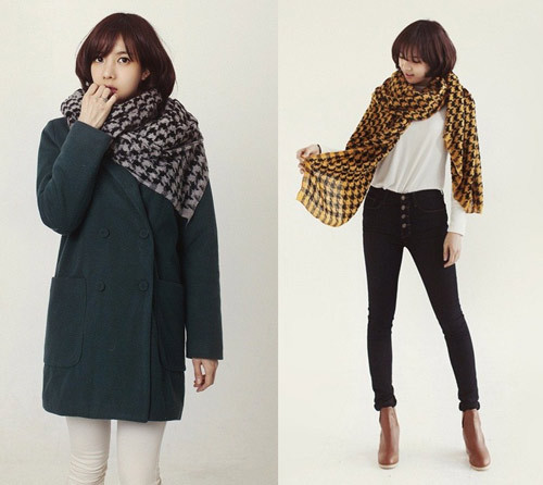 Chấm phá với khăn houndstooth cá tính