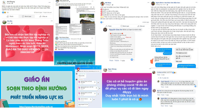 Thực trạng mua bán giáo án online vẫn sôi động trên mạng xã hội. (Ảnh: chụp màn hình). Thực trạng mua bán giáo án online vẫn sôi động trên mạng xã hội. (Ảnh: chụp màn hình).