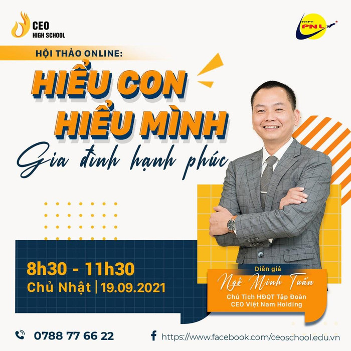 "Hiểu con - Hiểu mình - Gia đình hạnh phúc" - Hội thảo giúp cha mẹ vươn lên “nghệ thuật” hiểu con. Ảnh: CEO High School.