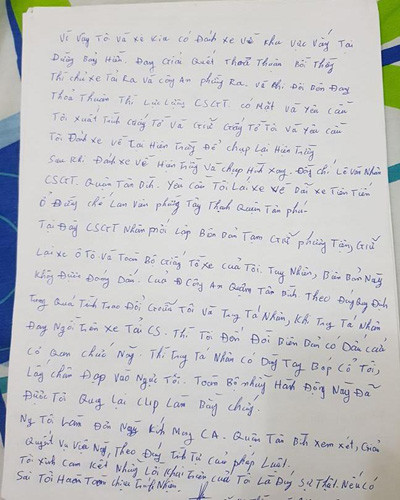 Đơn khiếu nại (trang 2) về việc tai nạn giao thông mà anh Thìn gặp (ảnh: P.L)