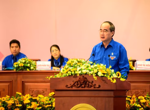 Bí thư Nguyễn Thiện Nhân phát biểu chỉ đạo tại đại hội ngày 12/11 (ảnh: Thành Đoàn thành phố)