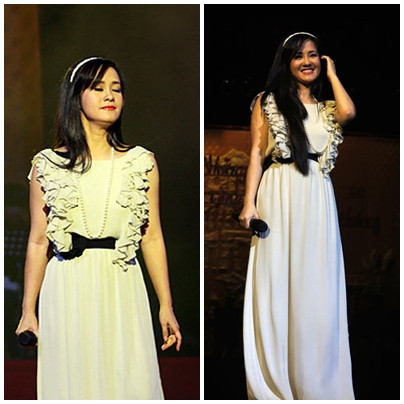 Hồng Nhung có vẻ cũng là tín đồ của chi tiết bèo nhún..