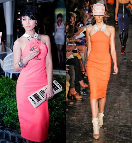 Đinh Ngọc Diệp cũng mặc váy giống y chang thiết kế của Victoria Beckham.