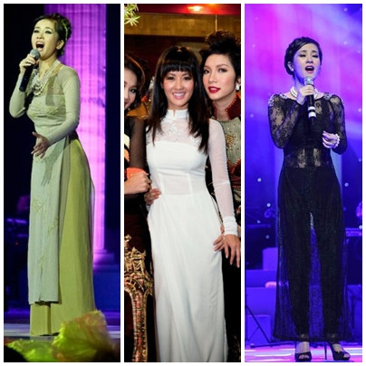 Với những chiếc áo dài truyền thống của dân tộc, Hồng Nhung cũng rất biết cách 'khoe' vóc dáng trẻ trung và thon thả của mình