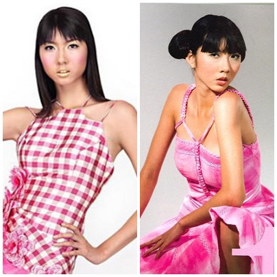 Những hình ảnh đối chiếu giữa chiếc cằm đã được chỉnh sửa của cô. Những hình ảnh đối chiếu giữa chiếc cằm đã được chỉnh sửa của cô.