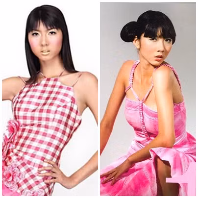 Những hình ảnh đối chiếu giữa chiếc cằm đã được chỉnh sửa của cô.