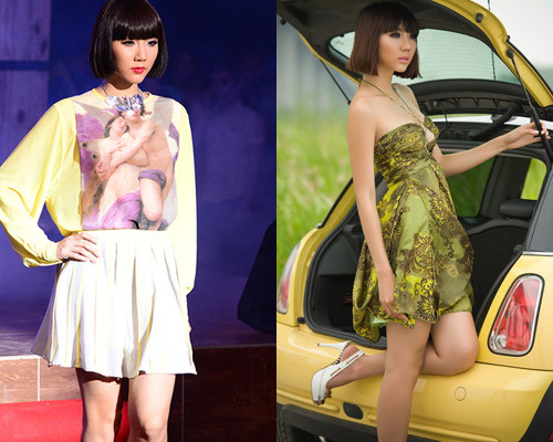 Ngọc Quyên với 2 kiểu tóc short bob (trái) và blunt bob. Ngọc Quyên với 2 kiểu tóc short bob (trái) và blunt bob.