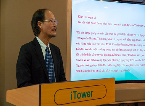 Tiến sĩ Trần Xuân Thảo - Phó Tổng Giám đốc Nghiên cứu và Phát triển Giáo dục của NHG phát biểu (ảnh: NHG)