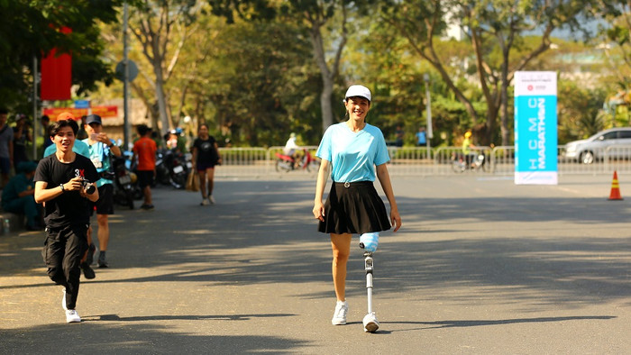 Cô giáo Nguyễn Thị Minh Tâm tại giải HCMC Marathon 2020 (Ảnh: NVCC) Cô giáo Nguyễn Thị Minh Tâm tại giải HCMC Marathon 2020 (Ảnh: NVCC)