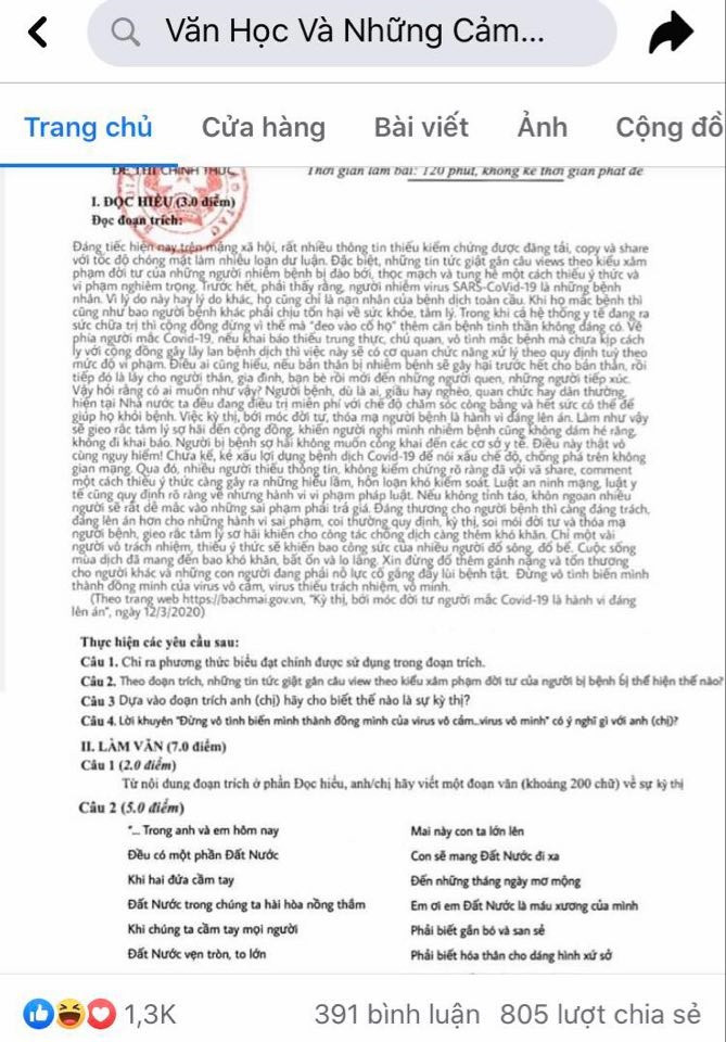 Nội dung đề thi giả mạo Nội dung đề thi giả mạo