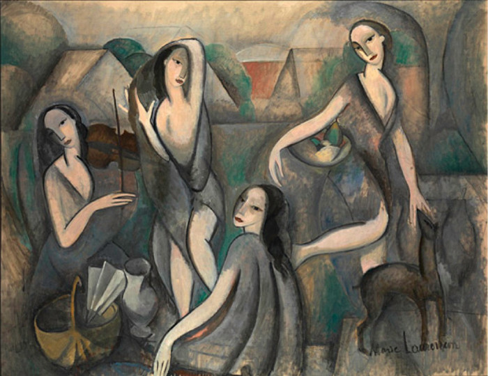 Tác phẩm Young Girls - Những cô gái trẻ - Sơn dầu trên toan - 1910 – 1911 của nghệ sĩ Marie Laurencin. 06_Marie Laurencin - Les_jeunes_filles,_Jeune_Femmes_(Young_Girls) - Những cô gái trẻ - Sơn dầu trên toan - 1910 - 1911.jpeg