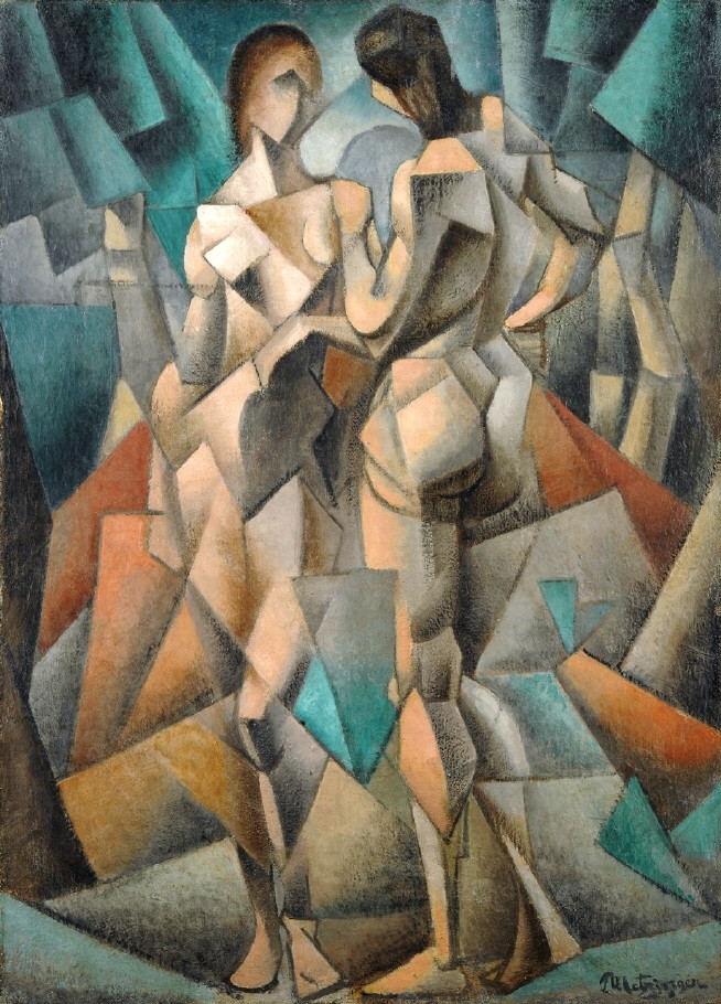 Tác phẩm Two nudes - Hai người phụ nữ khoả thân - Sơn dầu trên toan – 1911 của nghệ sĩ Jean Metzinger. 05_Jean Metzinger - Two nudes - Hai người phụ nữ khoả thân - Sơn dầu trên toan - 1911.jpeg