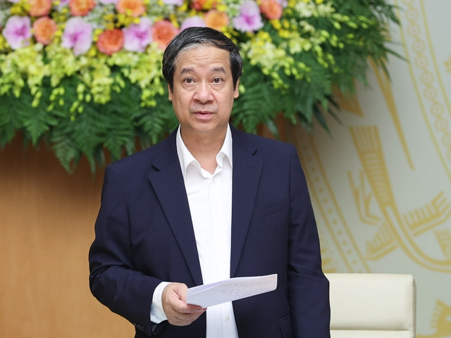 Bộ trưởng Bộ Giáo dục và Đào tạo Nguyễn Kim Sơn phát biểu tại phiên họp. Ảnh: VGP/Nhật Bắc Bộ trưởng Bộ Giáo dục và Đào tạo Nguyễn Kim Sơn phát biểu tại phiên họp. Ảnh: VGP/Nhật Bắc