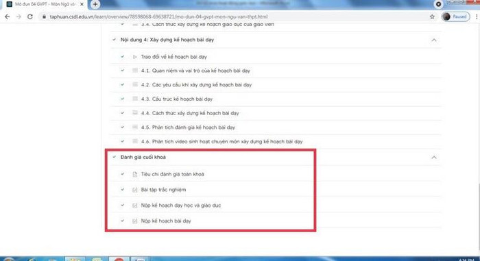 Sản phẩm đánh giá cuối khóa bồi dưỡng module 4. (Ảnh do tác giả cung cấp) Sản phẩm đánh giá cuối khóa bồi dưỡng module 4. (Ảnh do tác giả cung cấp)