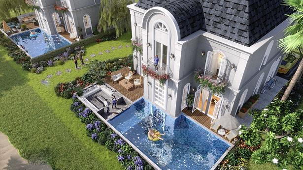 PGA Golf Villas sở hữu thiết kế đương đại với các mặt kính trong suốt mở ra tầm nhìn trọn vẹn 360 độ hướng về cụm sân golf đẳng cấp. (Phối cảnh NovaWorld Phan Thiet)